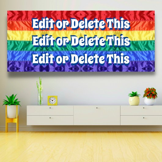 Gay Pride Rainbow Stripes aangepaste tekst geperso Spandoek