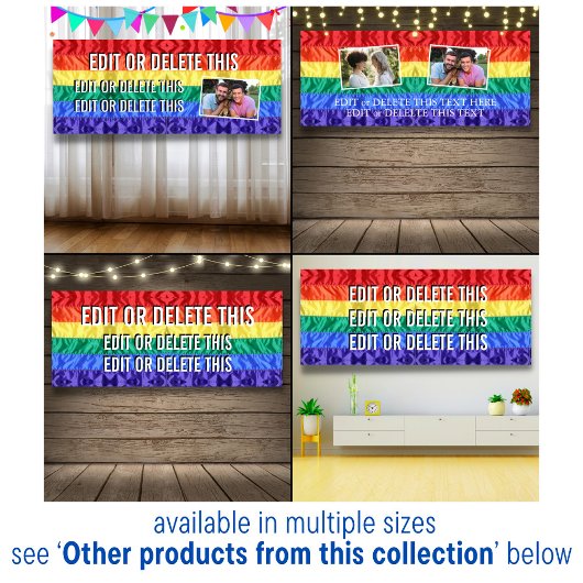 Gay Pride Rainbow Stripes aangepaste tekst geperso Spandoek