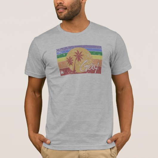 Gay pride Rainbow sunset Distress t shirt (Voorkant)
