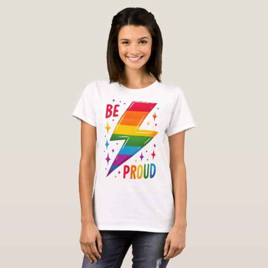 GAY PRIDE RAINBOW THUNDERBOLT T-SHIRT (Voorkant volledig)