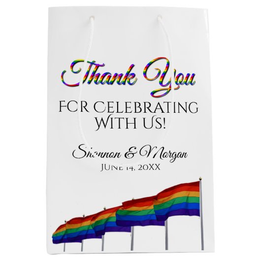 Gay Pride Rainbow Weddenschap Dank je cadeau Medium Cadeauzakje (Voorkant)