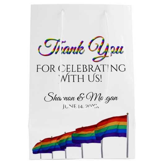 Gay Pride Rainbow Weddenschap Dank je cadeau Medium Cadeauzakje (Achterkant)