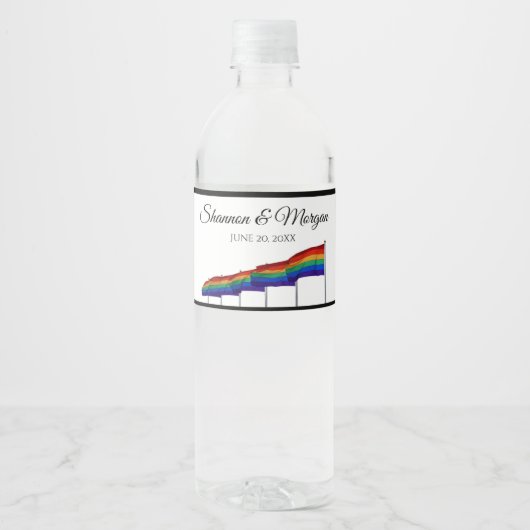 Gay Pride Rainbow Weddenschap Water Fles Label gro Waterfles Etiket (Voorkant)