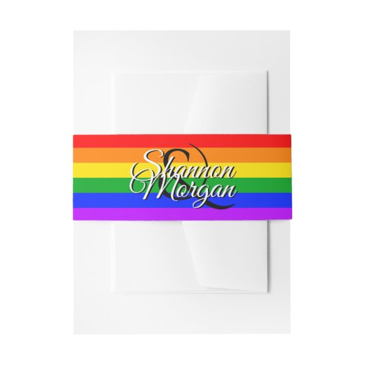 Gay Pride Rainbow Wedding Belly Band Uitnodigingen Wikkel (Voorkant Voorbeeld)