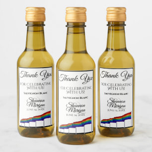 Gay Pride Rainbow Wedding Mini Wine Bottle Label Wijn Etiket
