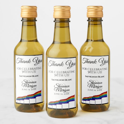 Gay Pride Rainbow Wedding Mini Wine Bottle Label Wijn Etiket (Flessen)