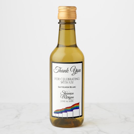 Gay Pride Rainbow Wedding Mini Wine Bottle Label Wijn Etiket (Voorkant)