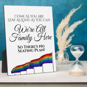 Gay Pride Rainbow Wedding No Seating Plan Sign. Fotoplaat