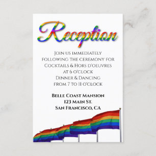 Gay Pride Rainbow Wedding Reception Enclosure Card Informatiekaartje
