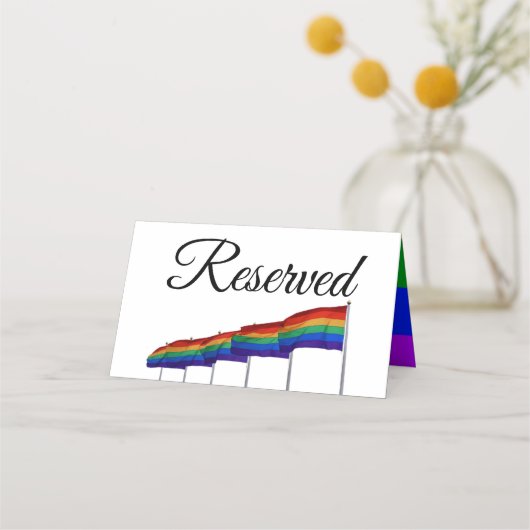 Gay Pride Rainbow Wedding Reserved Place Card Plaatskaartje (Voorkant)