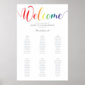 Gay Pride Rainbow Wedding Seding Chart 6 Tables Poster (Voorkant)