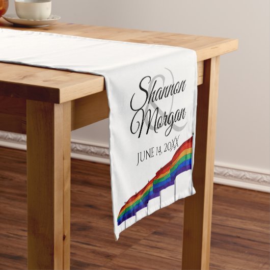 Gay Pride Rainbow Wedding Table Runner Korte Tafelloper (Voorbeeld)