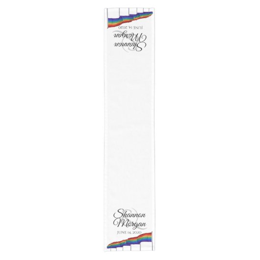 Gay Pride Rainbow Wedding Table Runner Korte Tafelloper (Voorkant)