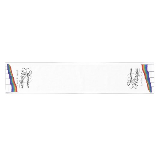 Gay Pride Rainbow Wedding Table Runner Korte Tafelloper (Horizontaal)