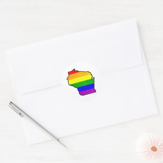 Gay Pride Rainbow Wisconsin Stickers (Envelop)