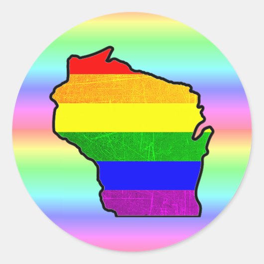 Gay Pride Rainbow Wisconsin Stickers (Voorkant)