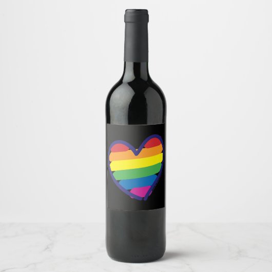 Gay Pride Rainbowflag Wijn Etiket (Voorkant)