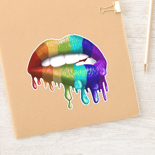 Gay Pride Regenboog Bijtende Lippen Sticker