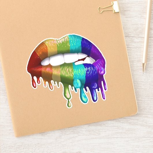 Gay Pride Regenboog Bijtende Lippen Sticker (Notitieboek)