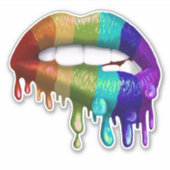 Gay Pride Regenboog Bijtende Lippen Sticker (Voorkant)