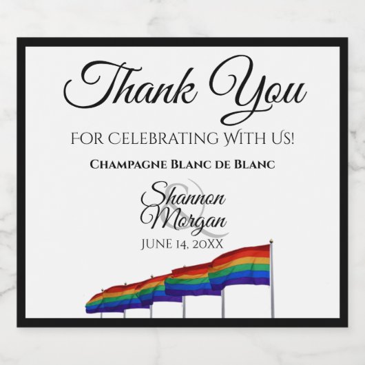 Gay Pride Regenboog Bruiloft Mousserende Wijnfles  Sparkling Wijnetiket (Enkel label)