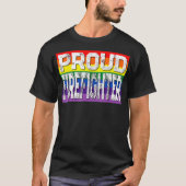 Gay Pride Regenboog LGBTQ Proud Firefighter T-shirt (Voorkant)