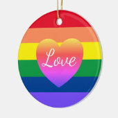 Gay Pride Regenboog Vlag Hart LGBTQ Kerstmis Keramisch Ornament (Links)