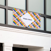 Gay Pride Regenboog Vlag Tegels Zwart Gepersonalis Spandoek (Buitenkant Gebouw)