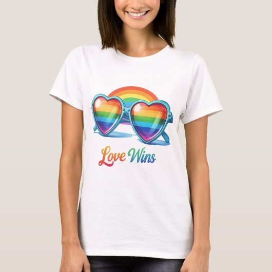 GAY PRIDE REGENBOOG ZONNEBRIL T-SHIRT (Voorkant)