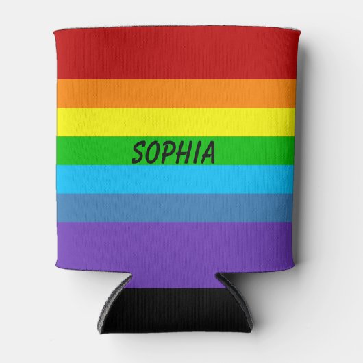 Gay Pride Regenboogblik of Flessenhouder Aangepast Blikjeskoeler (Voorkant)