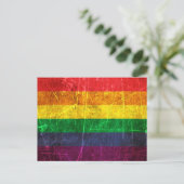  Gay Pride-regenboogvlag, gekraatst en versleten Briefkaart (Staand voorkant)