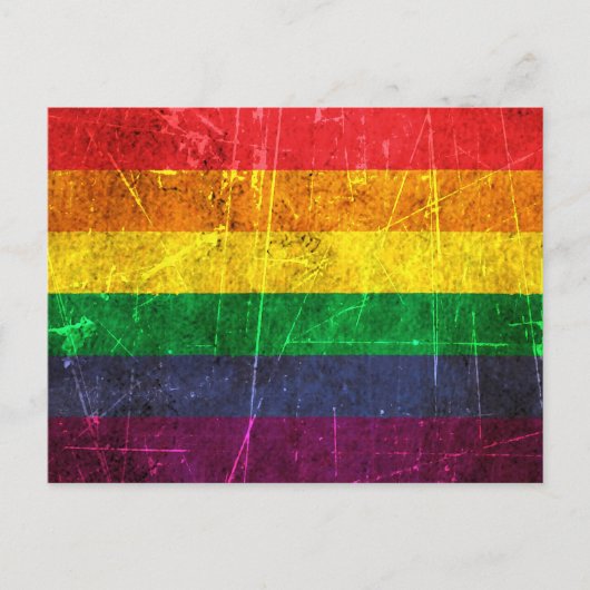  Gay Pride-regenboogvlag, gekraatst en versleten Briefkaart (Voorkant)
