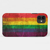  Gay Pride-regenboogvlag, gekraatst en versleten Case-Mate iPhone Case (Achterkant (horizontaal))