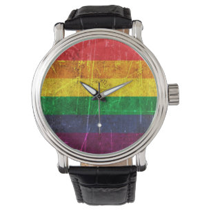 Gay Pride-regenboogvlag, gekraatst en versleten Horloge