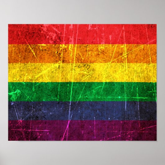 Gay Pride-regenboogvlag, gekraatst en versleten Poster (Voorkant)