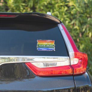 Gay Pride Regenboogvlag Ik hou van mijn homoseksue Sticker