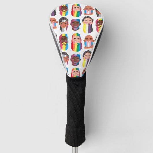 Gay Pride regenboogvlaggen vlaggen met mannen cade Golfheadcover (Voorkant)