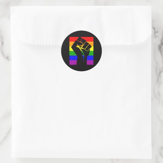 Gay Pride Resist Fist Rainbow Flag LGBTQ Shirt Ronde Sticker (Tas)