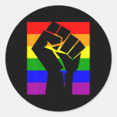 Gay Pride Resist Fist Rainbow Flag LGBTQ Shirt Ronde Sticker (Voorkant)