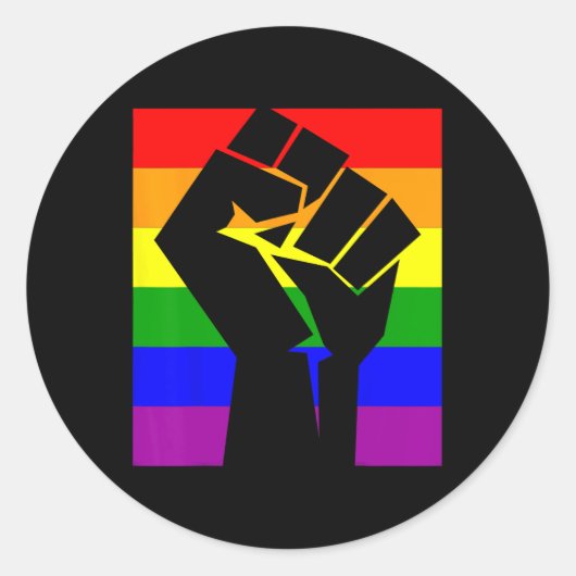 Gay Pride Resist Fist Rainbow Flag LGBTQ Shirt Ronde Sticker (Voorkant)