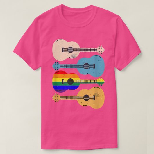 Gay Pride Retro Guitars, Guitar LGBTQ T-shirt (Design voorkant)