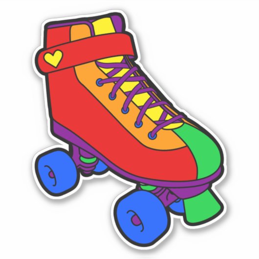 Gay Pride Retro Rainbow Roller Schaats Sticker (Voorkant)