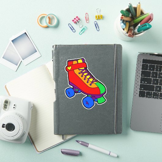 Gay Pride Retro Rainbow Roller Schaats Sticker (iPad Cover)