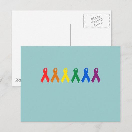 Gay Pride Ribbon-kleuren Briefkaart (Voorkant / Achterkant)