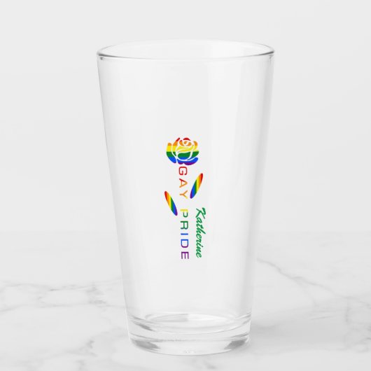 Gay Pride Roos Rainbow Flag gepersonaliseerd Glas (Voorkant)