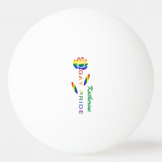 Gay Pride Roos Rainbow Flag gepersonaliseerd Pingpongbal (Voorkant)