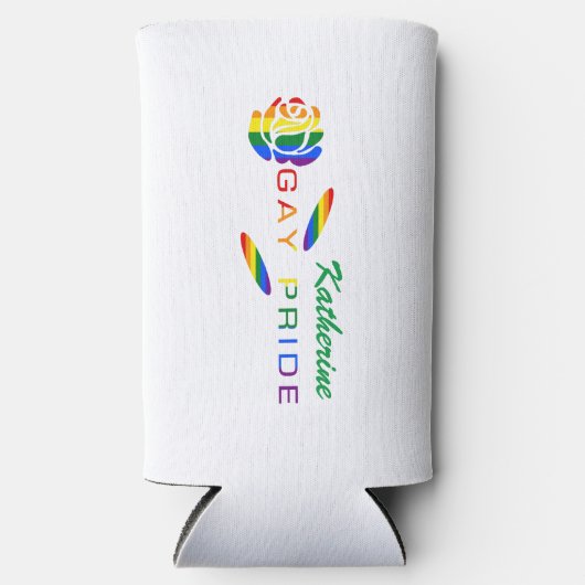 Gay Pride Roos Rainbow Flag gepersonaliseerd Seltzer Blikjeskoeler (Voorkant)