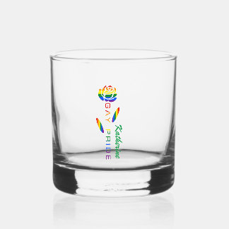 Gay Pride Roos Rainbow Flag gepersonaliseerd Whisky Glas