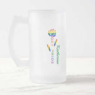 Gay Pride Roos Regenboog Vlag Gepersonaliseerde Na Matglas Bierpul