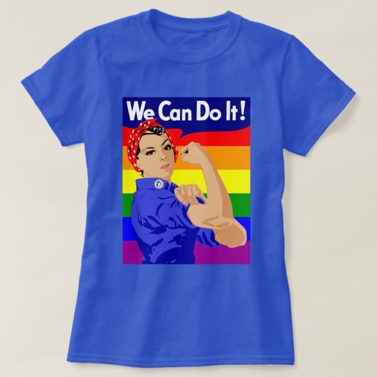 GAY PRIDE ROSIE DE RIVIER MET REGENBOOGVLAG T-SHIRT (Design voorkant)